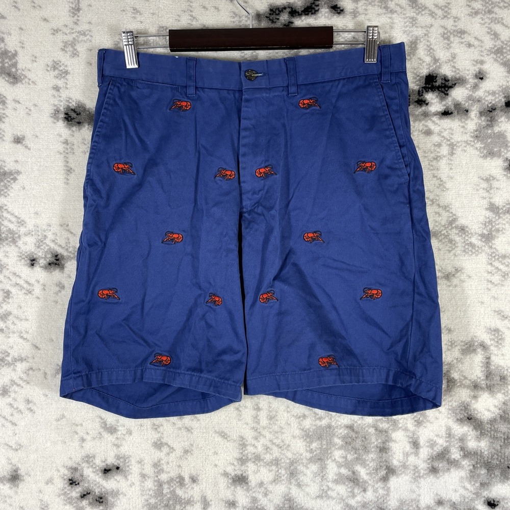 Castaway Nantucket Island Shorts Mens Size 33 Blue Embroidered Lobster Chino‎